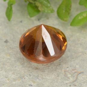 Zircone Arancio Medio naturale da 1.42 ct, Rotondo, VVS-VS