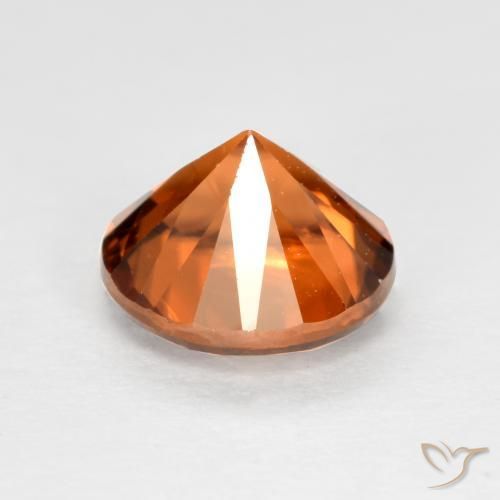 Zircone Arancio medio-scuro naturale da 1.23 ct, Rotondo, VVS-VS
