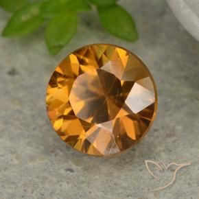 Zircone Marrone arancio naturale da 1.24 ct, Rotondo, VVS-VS