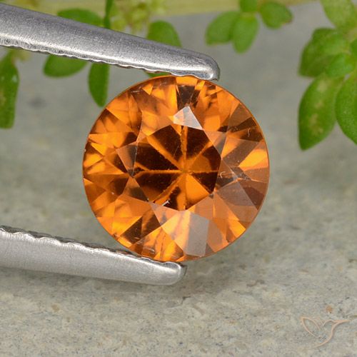1.13ct Naturale Arancio medio-scuro Zircone, Rotondo, VVS-VS