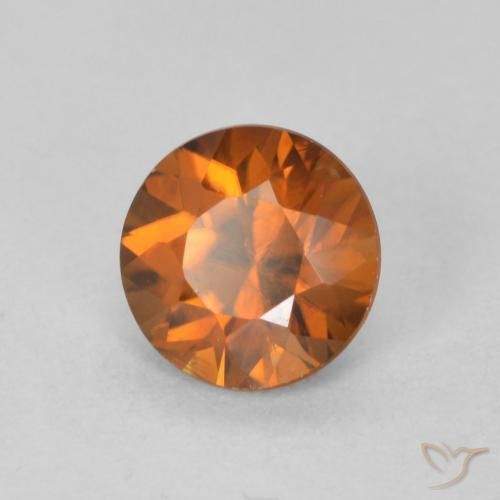 Zircone Medium Dark-Orange naturale da 1.21 ct, Rotondo, VVS-VS