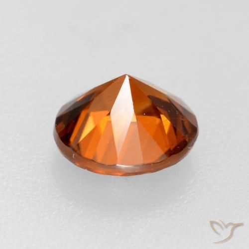 Zircone Arancio medio-scuro naturale da 1.14 ct, Rotondo, VS