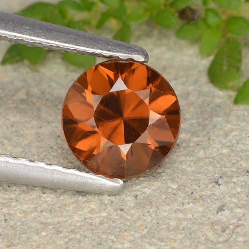1.26ct Naturale Arancione rossastra Zircone, Rotondo, VVS-VS
