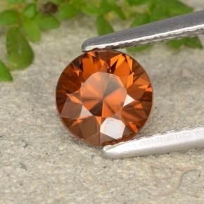 Zircone Arancione rossastra naturale da 1.26 ct, Rotondo, VVS-VS