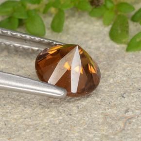 Zircone Arancione rossastra naturale da 1.26 ct, Rotondo, VVS-VS