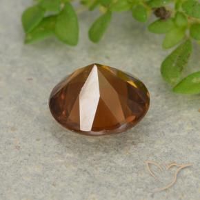 Zircone Arancione scuro naturale da 1.19 ct, Rotondo, VVS-VS