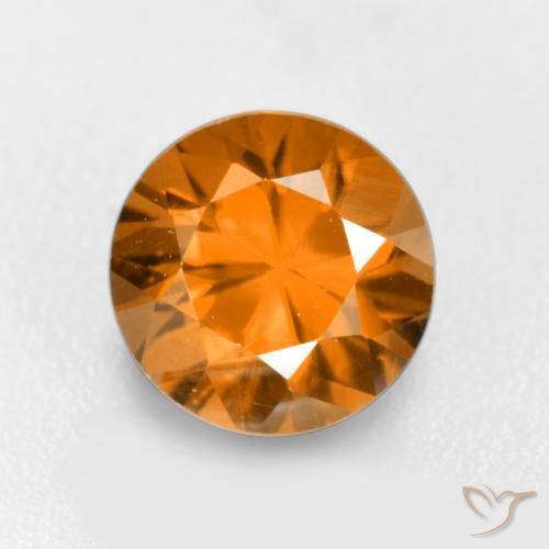 1.25ct Naturale Arancione scuro Zircone, Rotondo, VVS-VS
