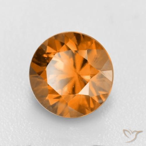 Zircone Arancione scuro naturale da 1.25 ct, Rotondo, VVS-VS