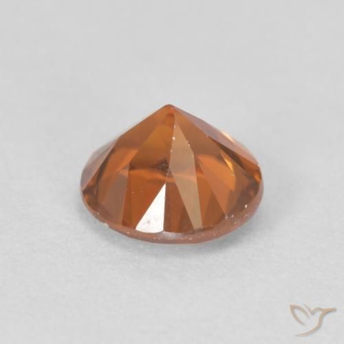 Zircone Medium Dark-Orange naturale da 1.20 ct, Rotondo, VVS-VS