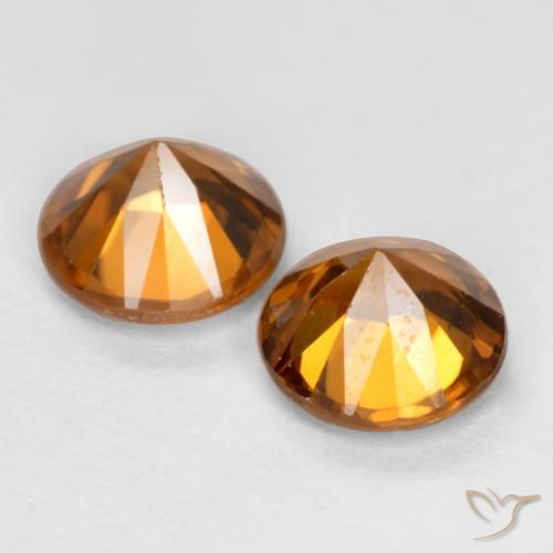 Gemme di Zircone Arancione scuro naturale da 2.24 ct, Rotondo, VVS-VS