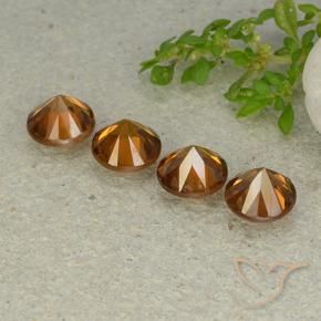 Gemme di Zircone Arancio medio-scuro naturale da 4.75 ct, Rotondo, VVS-VS