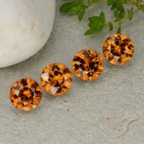 Gemme di Zircone Arancio giallastro naturale da 4.61 ct, Rotondo, VVS-VS
