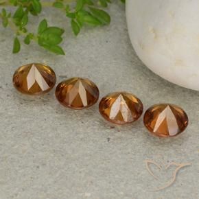 Gemme di Zircone Arancio giallastro naturale da 4.61 ct, Rotondo, VVS-VS