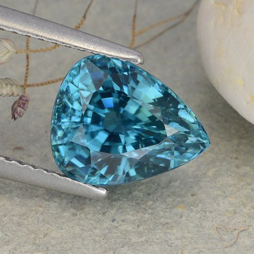 4.54ct Naturale Blu di Prussia chiaro Zircone, Forma a pera, VVS