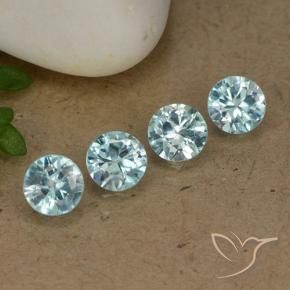 Gemme di Zircone Azzurro naturale da 1.85 ct, Rotondo, VVS-VS