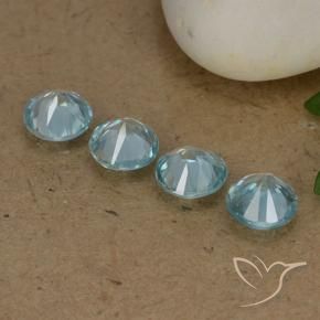 Gemme di Zircone Azzurro naturale da 1.85 ct, Rotondo, VVS-VS
