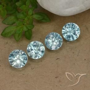 Gemme di Zircone Azzurro naturale da 1.71 ct, Rotondo, VVS-VS