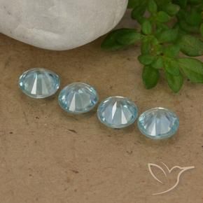 Gemme di Zircone Azzurro naturale da 1.71 ct, Rotondo, VVS-VS