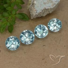 Gemme di Zircone Azzurro naturale da 1.78 ct, Rotondo, VVS-VS