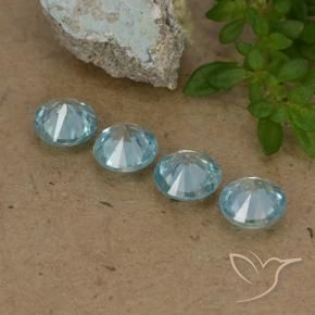 Gemme di Zircone Azzurro naturale da 1.78 ct, Rotondo, VVS-VS