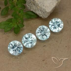 Gemme di Zircone Azzurro naturale da 2.06 ct, Rotondo, VVS-VS