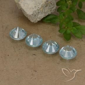 Gemme di Zircone Azzurro naturale da 2.06 ct, Rotondo, VVS-VS