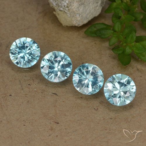 2.06ctw Naturale Azzurro Zircone, Rotondo, VVS-VS