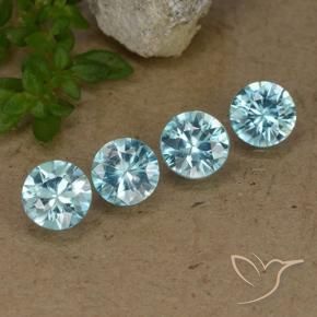Gemme di Zircone Azzurro naturale da 2.06 ct, Rotondo, VVS-VS