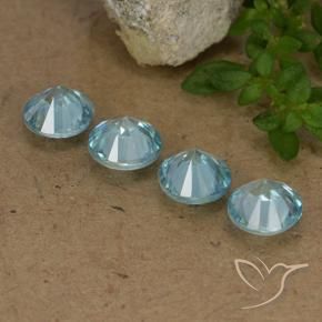 Gemme di Zircone Azzurro naturale da 2.06 ct, Rotondo, VVS-VS