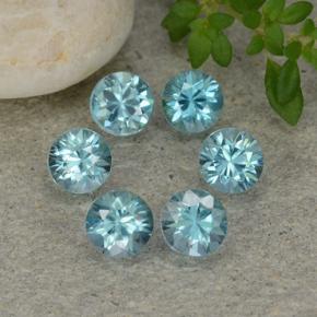 Zircone naturale blu da 2,38 ct, taglio rotondo, VVS-VS