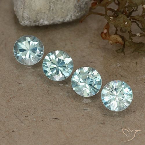 2.02ctw Naturale Blu pallido Zircone, Rotondo, VVS-VS