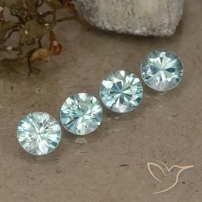 Gemme di Zircone Blu pallido naturale da 2.02 ct, Rotondo, VVS-VS