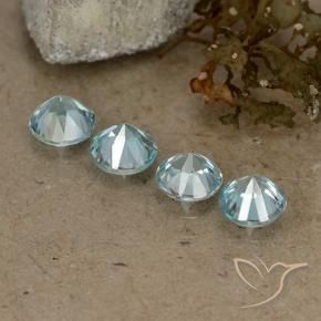 Gemme di Zircone Blu pallido naturale da 2.02 ct, Rotondo, VVS-VS