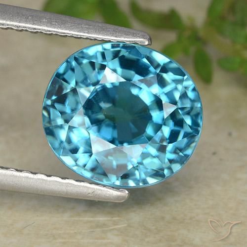 5.36ct Naturale Blu medio Zircone, Ovale, VVS