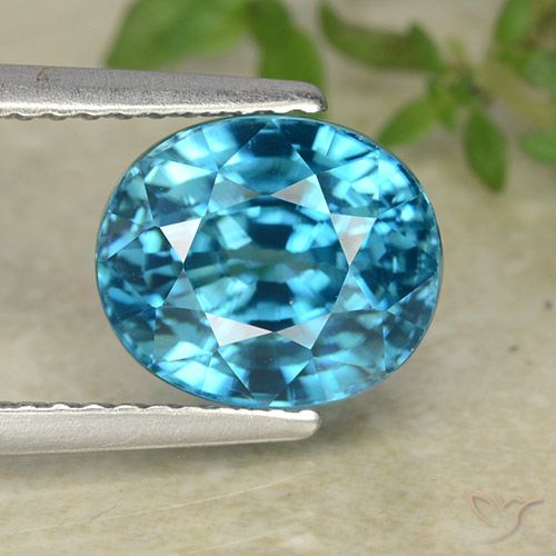 5.29ct Naturale Blu medio Zircone, Ovale, VVS