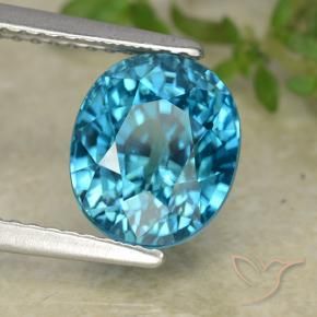 Zircone Blu medio naturale da 5.29 ct, Ovale, VVS