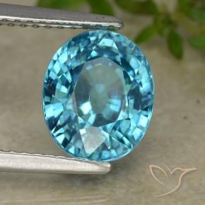 Zircone Blu elettrico naturale da 4.76 ct, Ovale, VVS