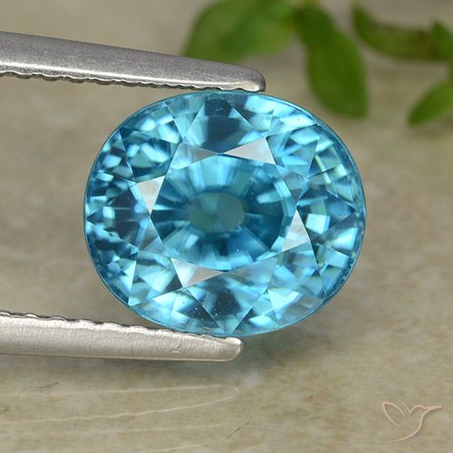 5.47ct Naturale Blu Zircone, Ovale, VVS