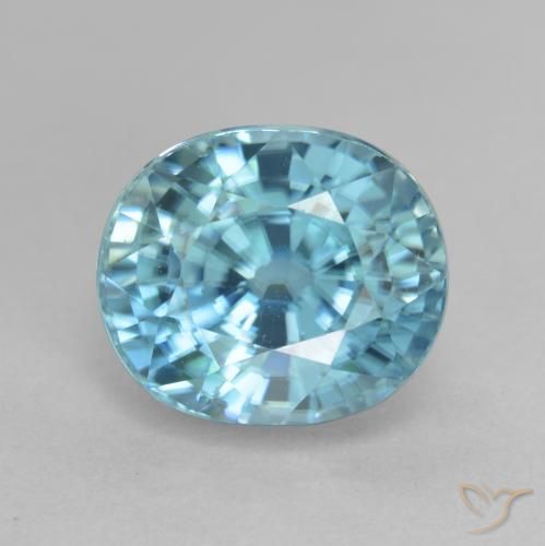 5.75ct Naturale Blu verdastro Zircone, Ovale, VVS, Photo A