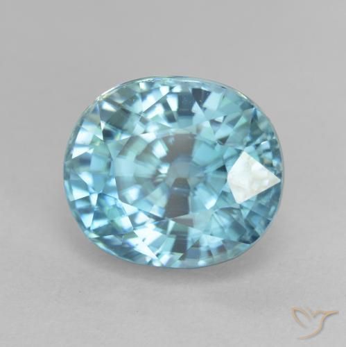 Zircone Blu verdastro naturale da 5.75 ct, Ovale, VVS