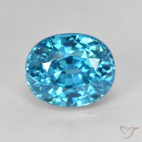 5.88ct Naturale Blu medio Zircone, Ovale, VVS