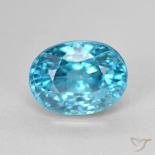 Zircone naturale blu da 5,84 ct, taglio ovale, VVS-VS