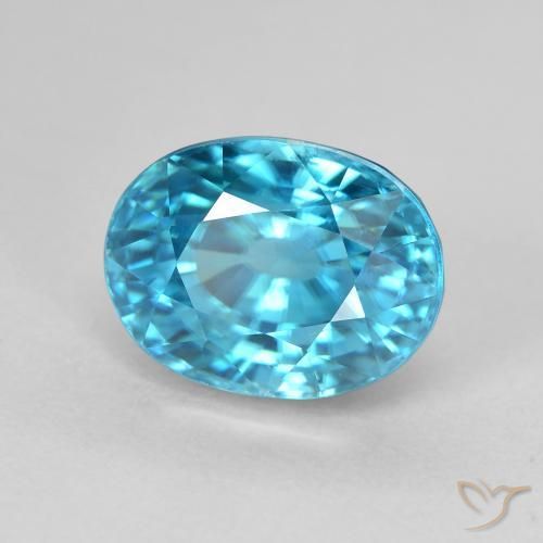 Zircone naturale blu da 5,84 ct, taglio ovale, VVS-VS