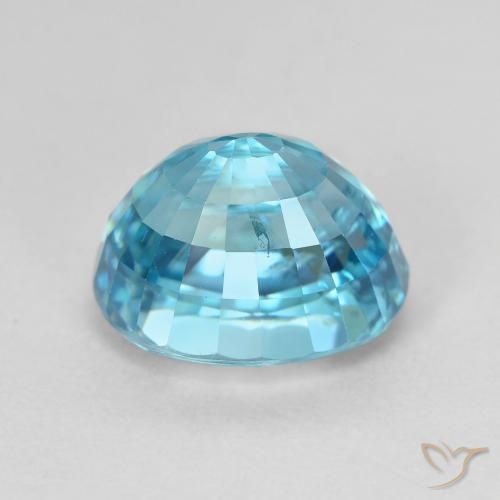 Zircone naturale blu da 5,84 ct, taglio ovale, VVS-VS