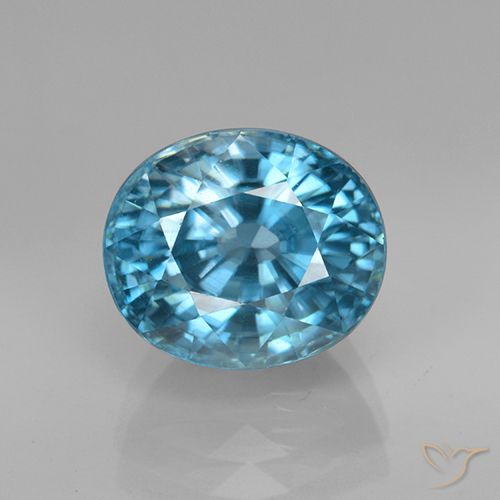 5.07ct Naturale Intense Silver Aqua-Blue Zircone, Ovale, VVS
