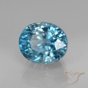 Zircone Intense Silver Aqua-Blue naturale da 5.07 ct, Ovale, VVS