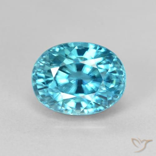 4.98ct Naturale Blu verdastro Zircone, Ovale, VVS