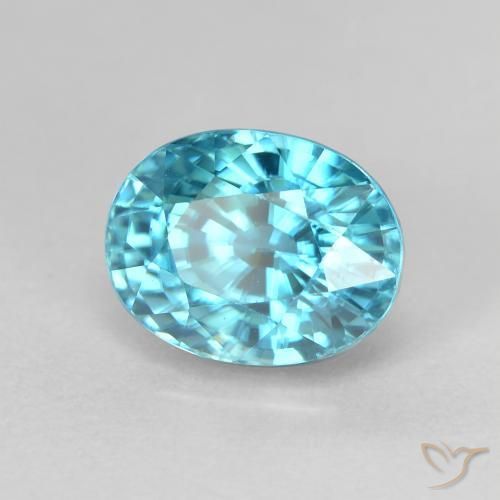Zircone Blu verdastro naturale da 4.98 ct, Ovale, VVS