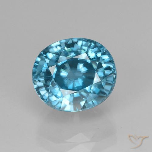 5.07ct Naturale Intense Silver Aqua-Blue Zircone, Ovale, VVS