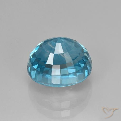 Zircone Intense Silver Aqua-Blue naturale da 5.07 ct, Ovale, VVS